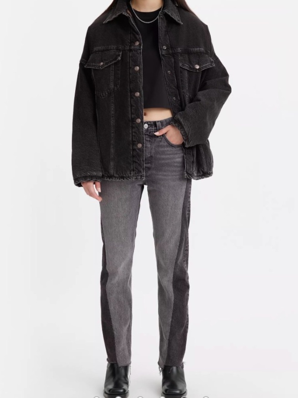 Levi’s 501 Spliced Two-Tone Black Straight Jeans Size 24